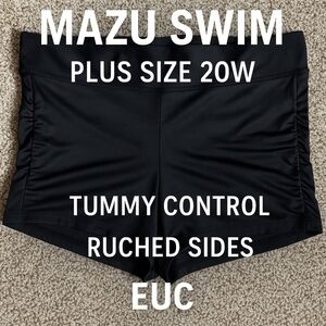 Mazu Swim Cheeky Boy Shorts - Plus Size 20W, Tummy Control, Ruched Sides, EUC